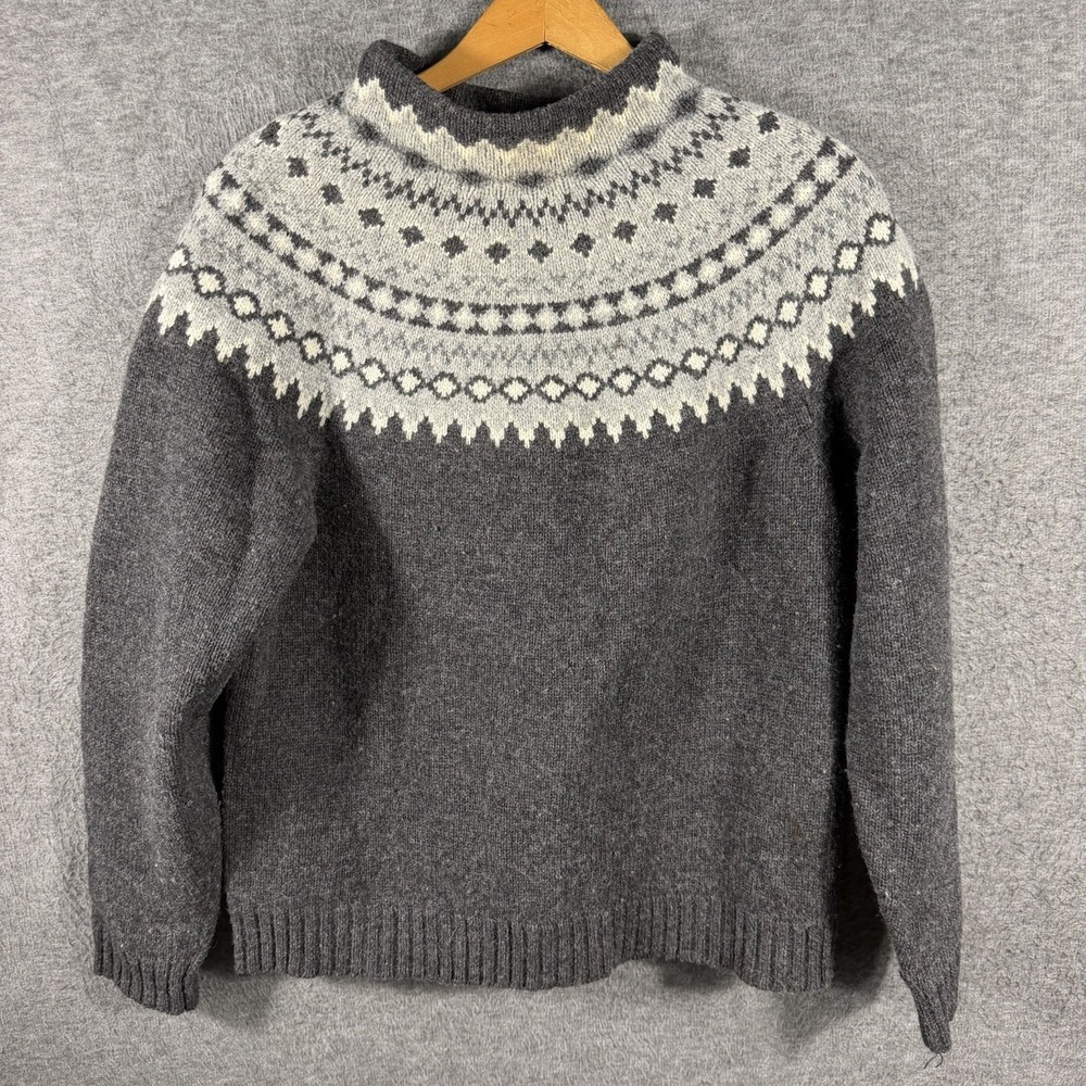 Eddie Bauer 100% LambsWool Knit Sweater Fair Isle Nordic Women's L Ski Classic